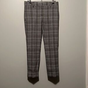 Ann Taylor Women's Black and White Plaid Mid-Rise Pant